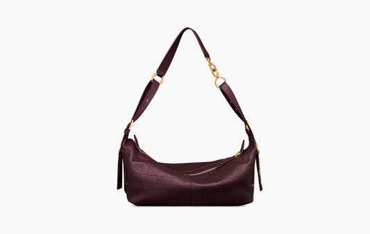 Medium D-Journey Bag in Vintage Smooth Calfskin "Plum Flat Macrocannage"