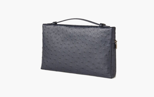Extra Pouch L29 Ostrich Leather "Blue Navy/Onyx"
