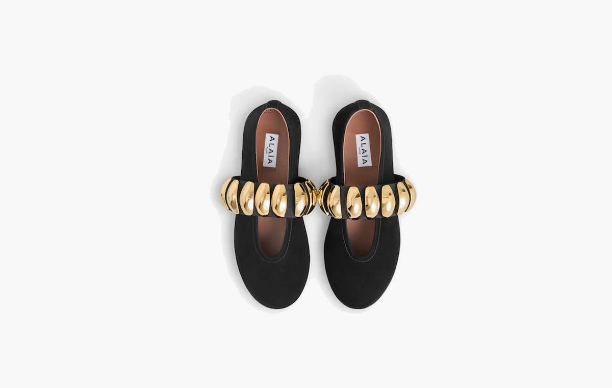Flat Suede Jewelry Ballerinas "Black"