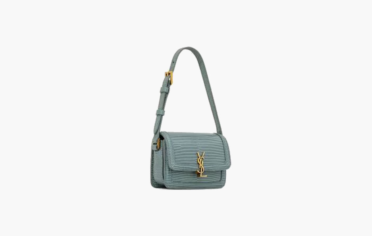 Solferino Micro Bag In Lizard "Steel Blue"
