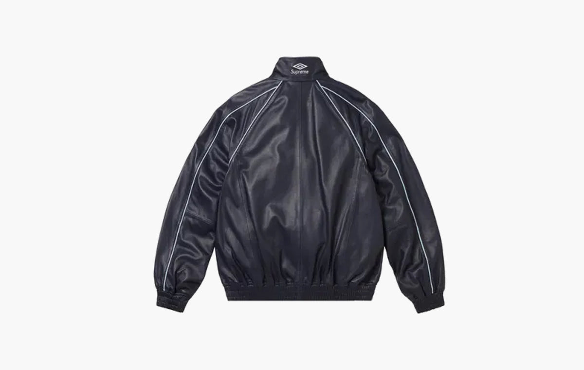 Leather Track Jacket "Navy"