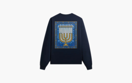 Hanukkah Stained Glass Long-Sleeve Tee "Nocturnal"
