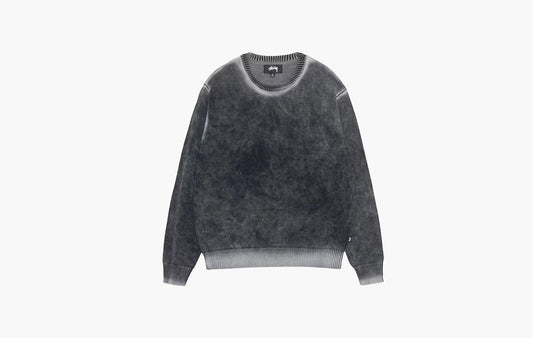 Stussy Faded Cotton Knit Crew Black | The Sortage