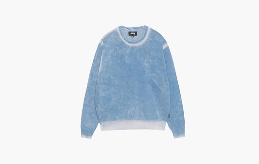 Stussy Faded Cotton Knit Crew Blue | The Sortage