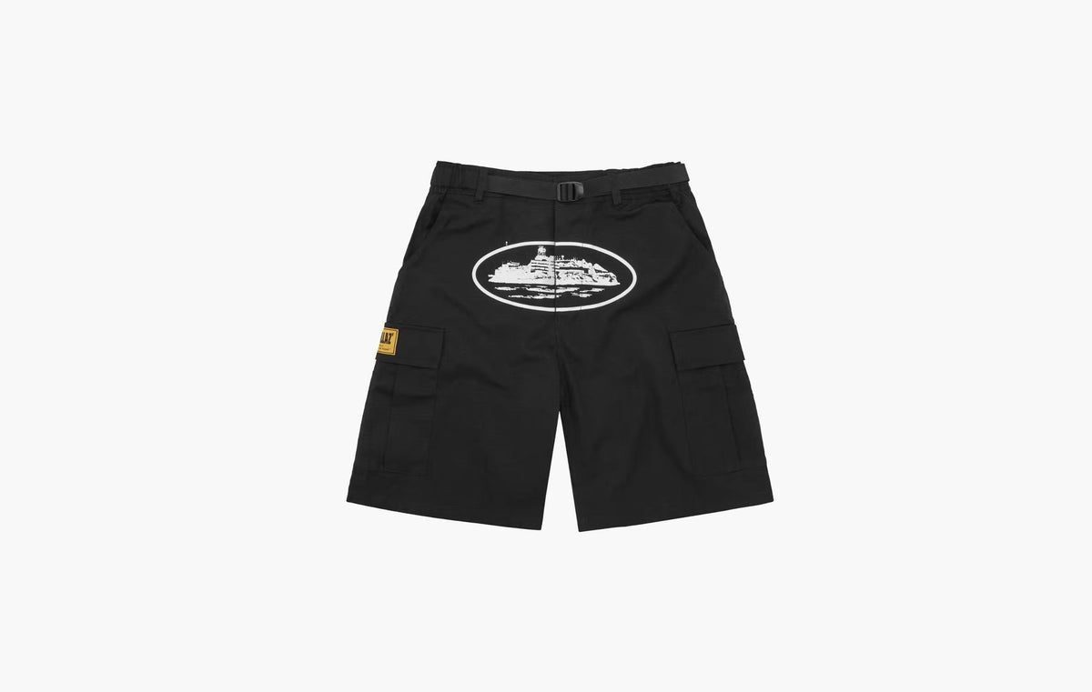 Corteiz Alcatraz Cargo Shorts Black | The Sortage