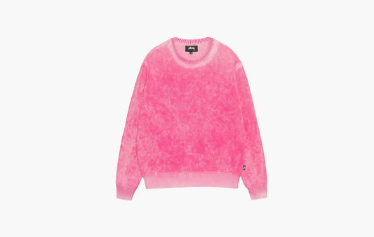 Stussy Faded Cotton Knit Crew Pink | The Sortage