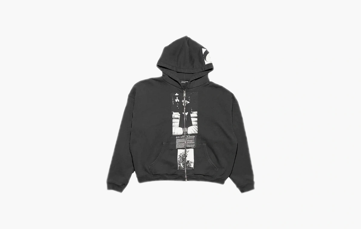 Artist Defends Baggy Assemblage Zip Hoodie "Faded Black"