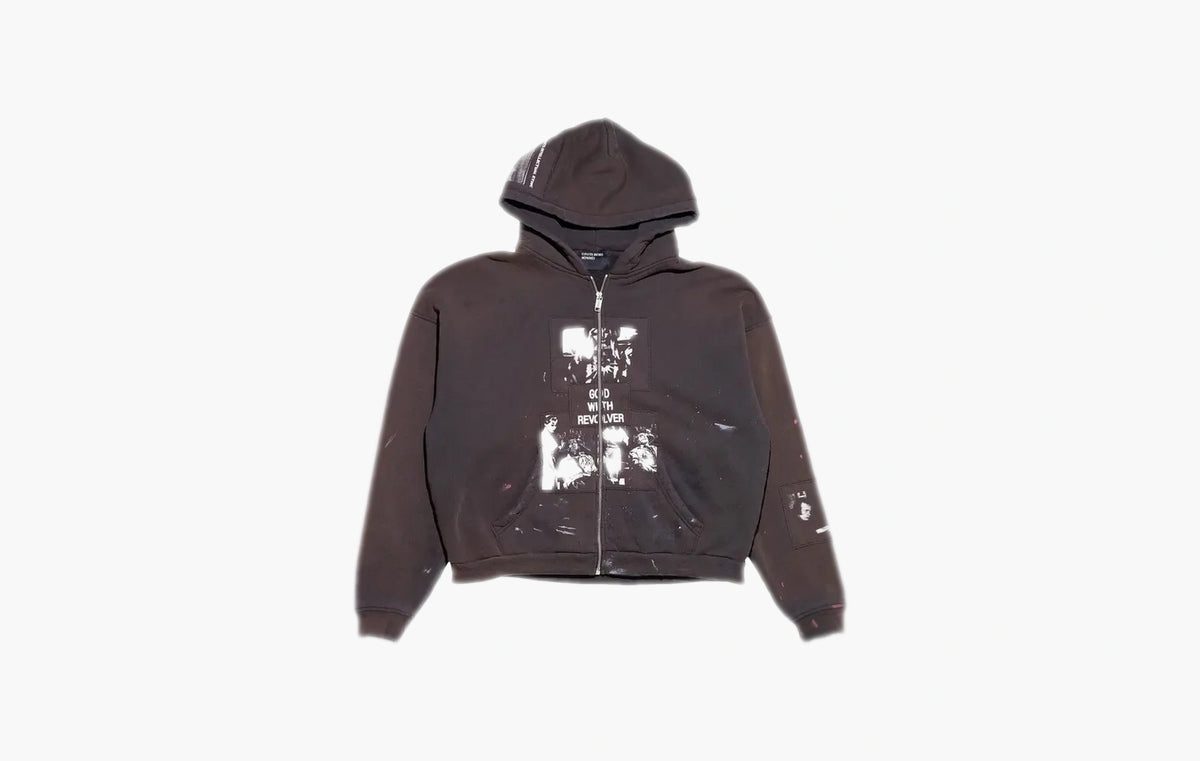 God With Revolver Zip Hoodie "Sun Faded Black"