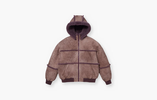 Hooded Shearling Bomber Jacket "Purple"