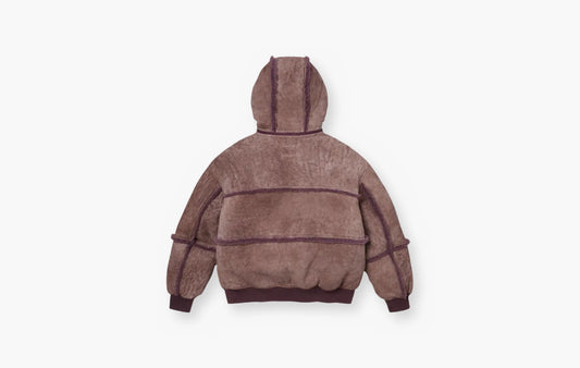 Hooded Shearling Bomber Jacket "Purple"