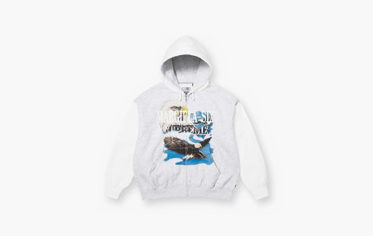 Eagle Zip Up Hooded Sweatshirt "Ash Grey"