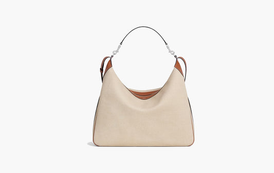 Romy Weekend Bag In Textile And Calfskin "Natural/Tan"