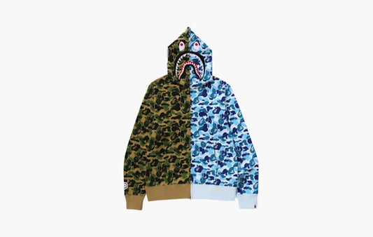 BAPE ABC Camo Crazy Shark Full Zip Hoodie "Green/Blue"