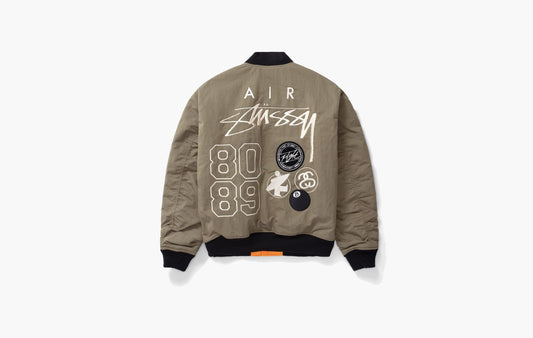 Stussy x Nike Reversible Varsity Jacket Asia Sizing Medium Olive | The Sortage
