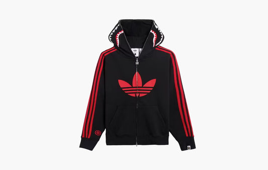 BAPE x adidas Shark Fleece Full Zip Hoodie "Black"