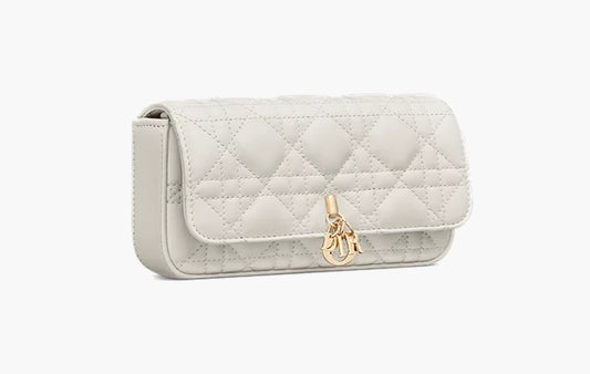 Talk Phone Pouch "Latte Cannage Lambskin"