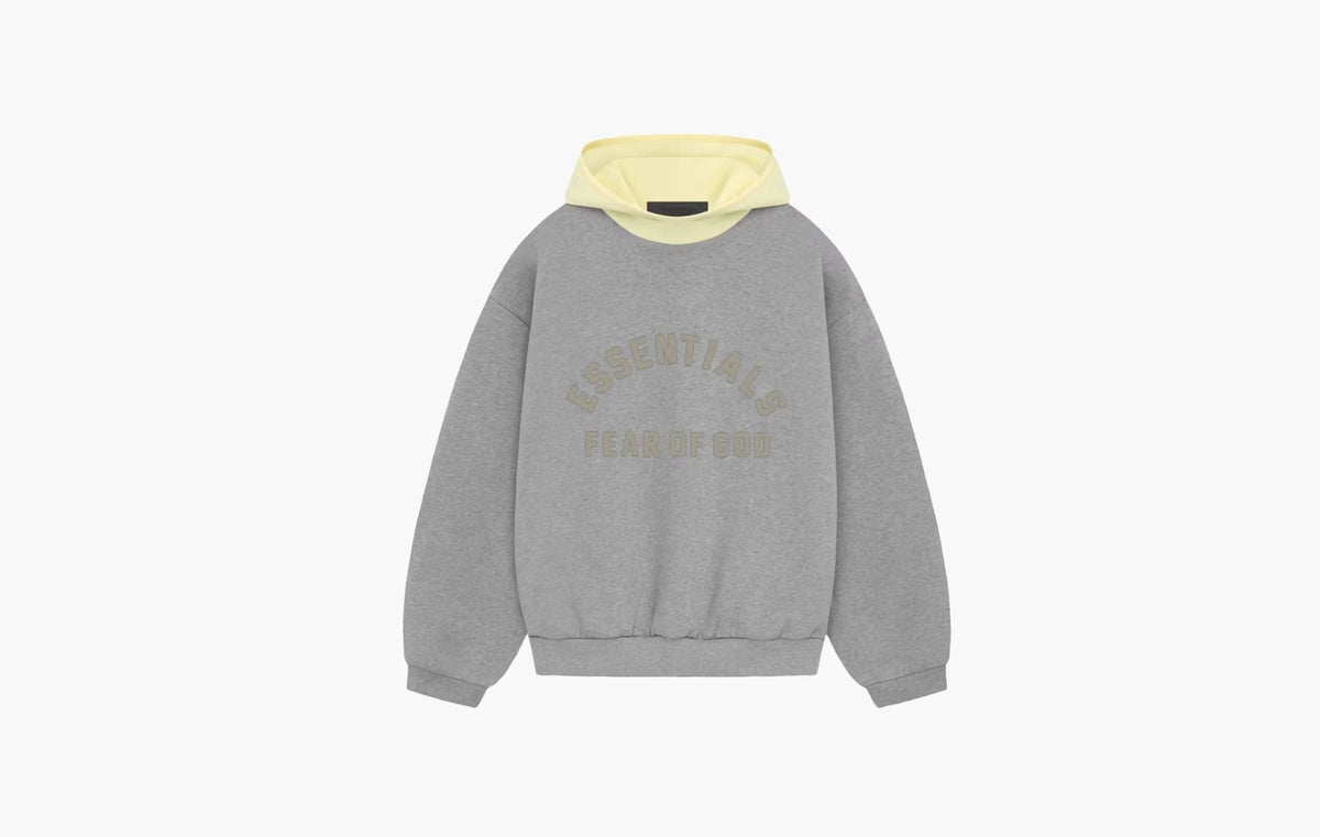 Fear Of God Essentials Nylon Fleece Hoodie Dark Heather Oatmeal/Garden Yellow | The Sortage