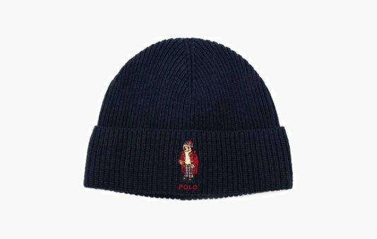 Polo Bear-Motif Beanie Hat "Black"