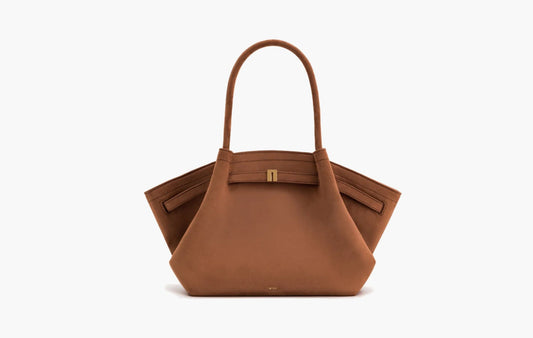 Hana Medium Faux Suede Tote Bag "Brown"