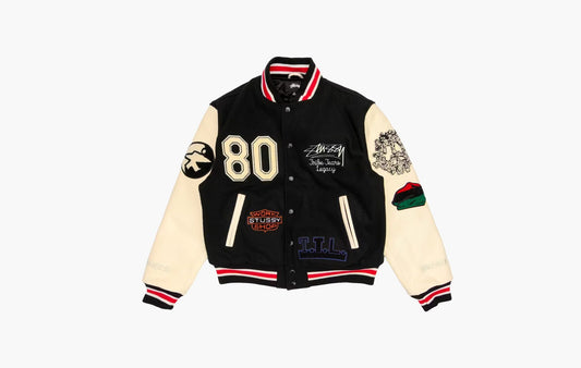 Stussy x Denim Tears X Our Legacy TTL Varsity Jacket Black/White | The Sortage