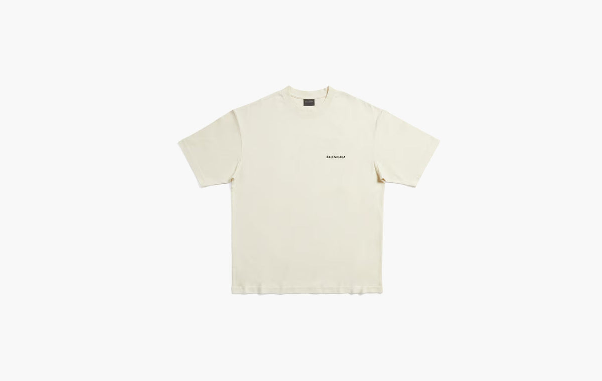 Balenciaga Logo Medium Fit T-shirt Beige | The Sortage
