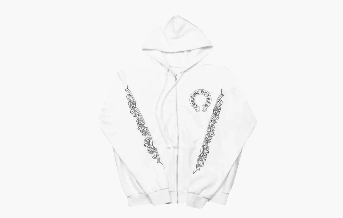 Chrome Hearts Horse Shoe Floral Zip-Up Hoodie White | The Sortage