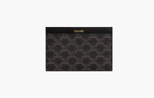 Celine Tripmphe Canvas And Calfskin Leather Cardholder Black | Sortage