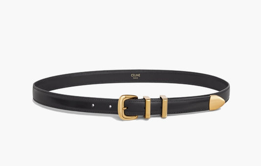 Celine Western Small Taurillon Leather Belt Black | Sortage.