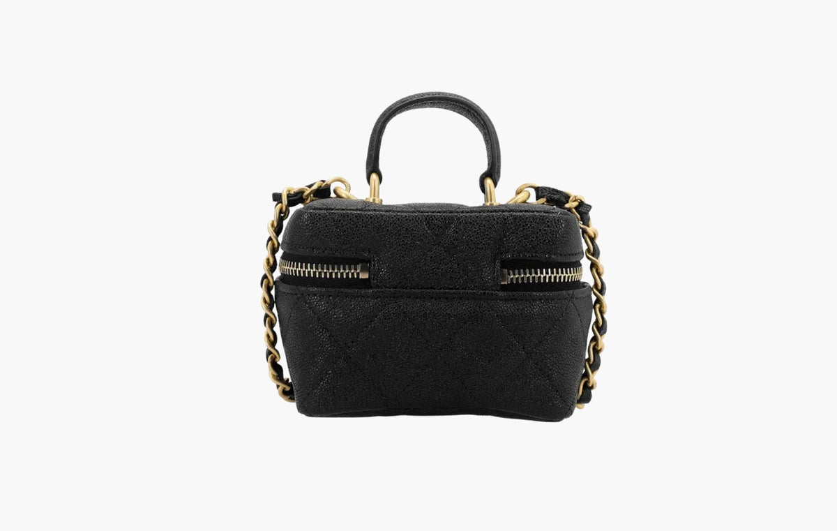 Chanel Small Vanity With Chain Leather Crossbody Bag Black | Sortage