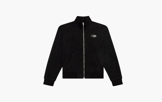 Diesel Zip-Up Sweatshirt Metallic Logo Black | The Sortage
