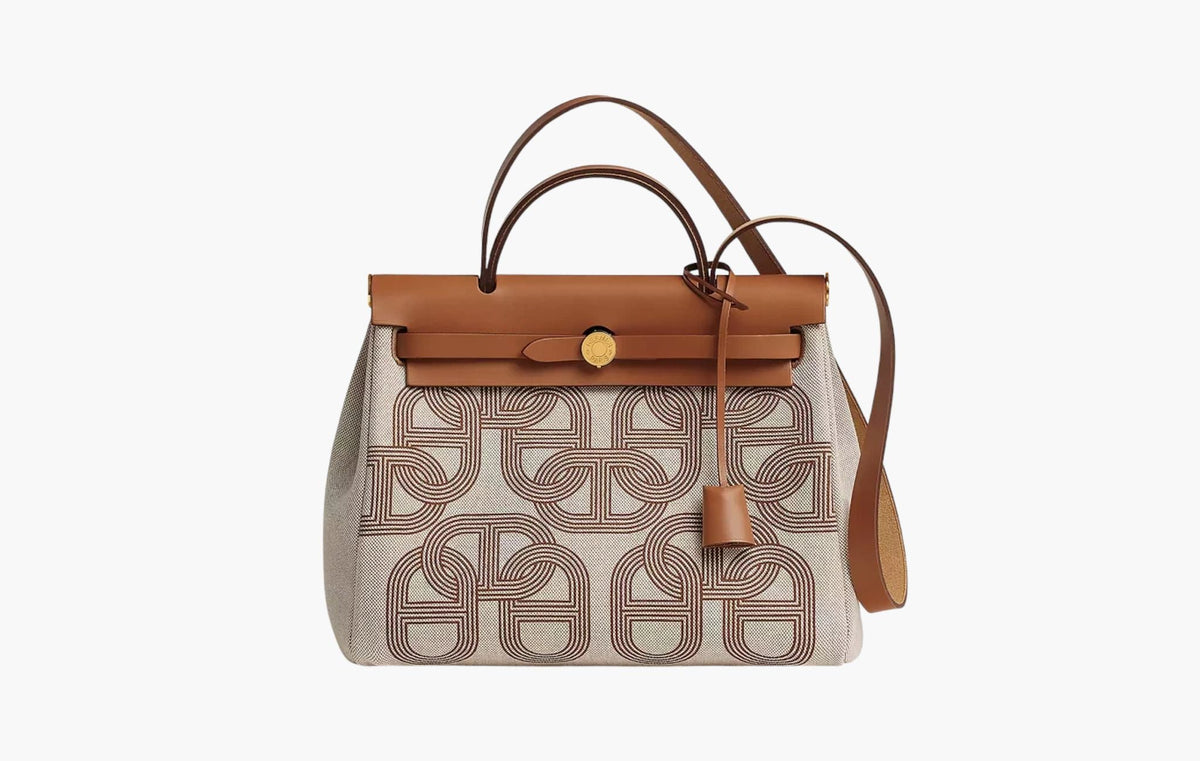 Hermes Herbag Zip 31 Bag Plume Canvas & Gold Fauve Ecru Beige Fauve