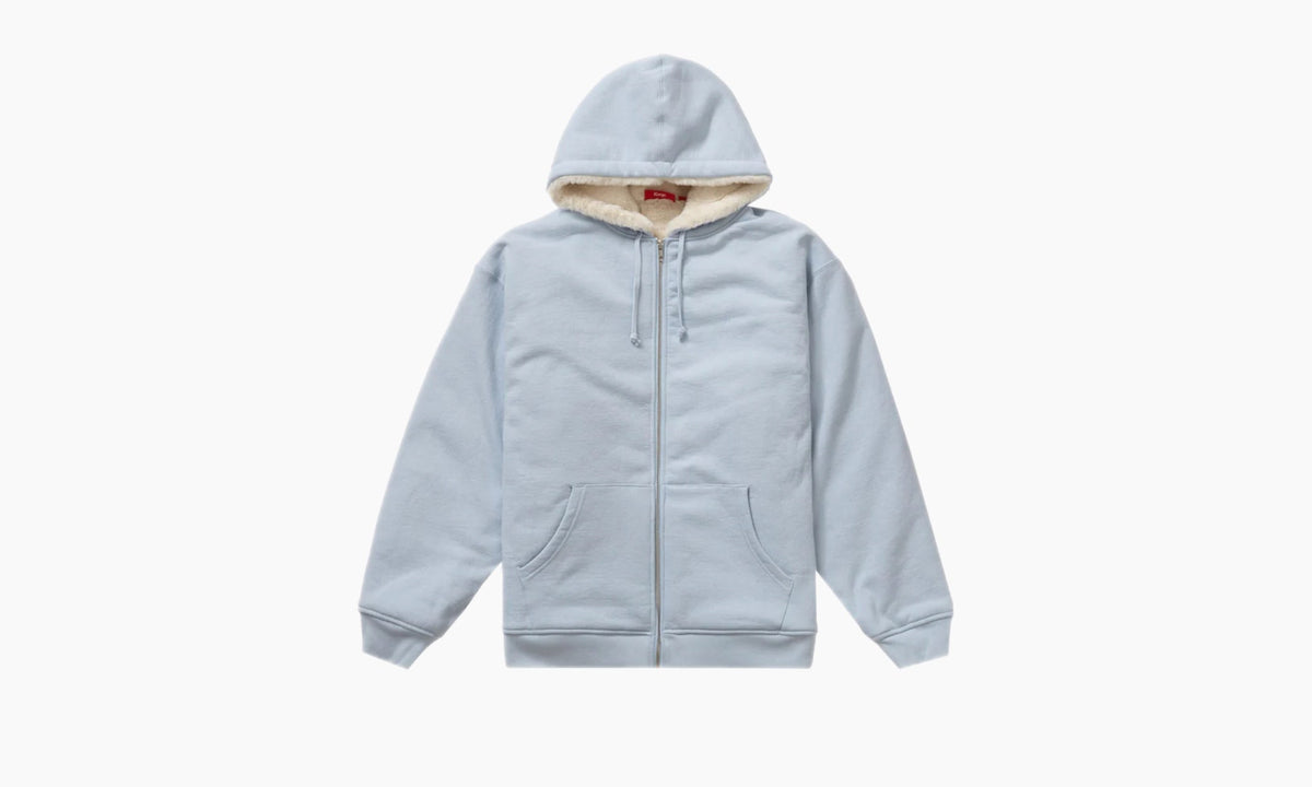 Supreme Faux Fur Lined Zip Up Hooded Sweatshirt Light Blue | The Sortage