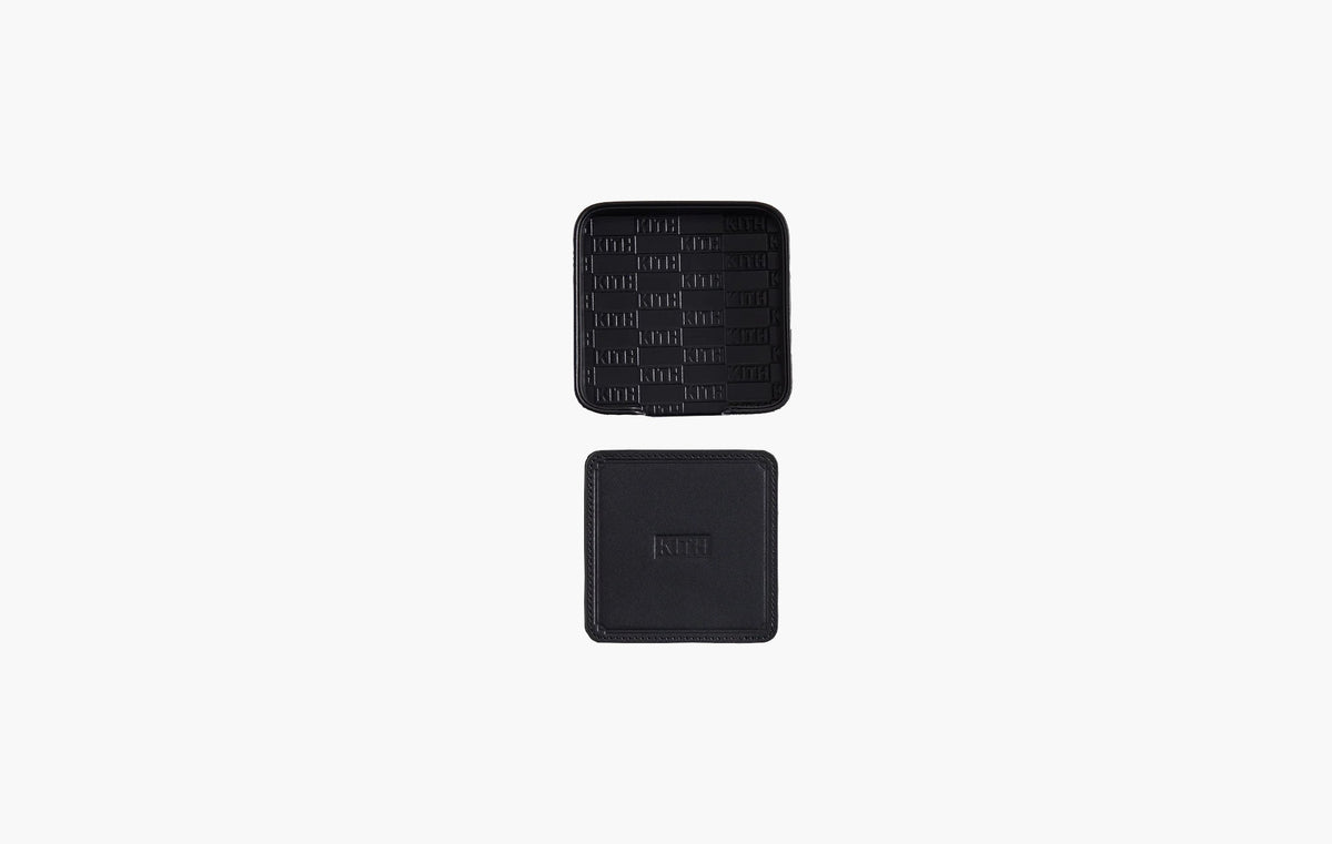 Kith Kithmas Monogram Leather Coasters Black | The Sortage