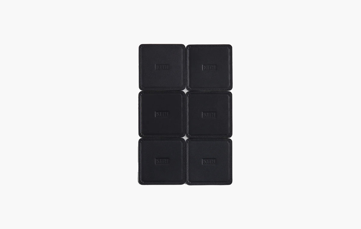 Kith Kithmas Monogram Leather Coasters Black | The Sortage