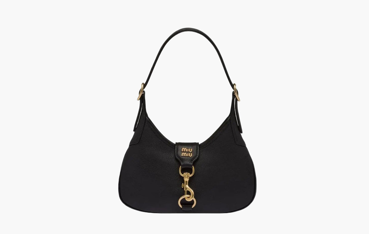 Miu Miu Madras Matelasse Nappa Leather Hobo Bag Black | The Sortage