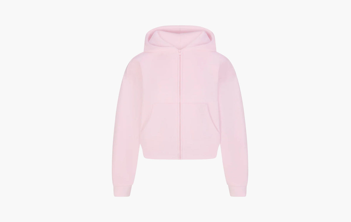 Skims Cotton Fleece Classic Zip Up Hoodie Cherry Blossom | Sortage.