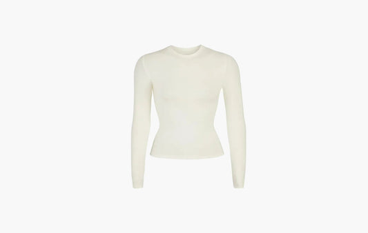 Skims Essential Crew Neck Long Sleeve Bodysuit Bone | Sortage.
