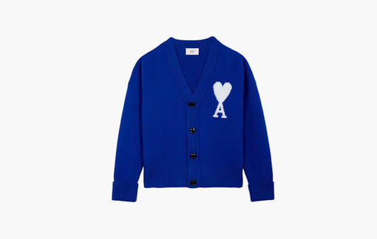 Ami De Coeur Merino Wool Oversize Cardigan "Royal Blue/White"