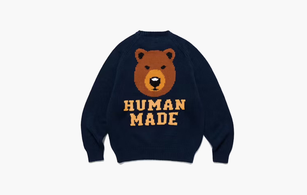 Bear Raglan Knit Sweater "Navy"
