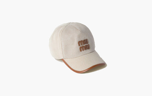 Canvas And Leather Baseball Cap "Beige/Brandy"