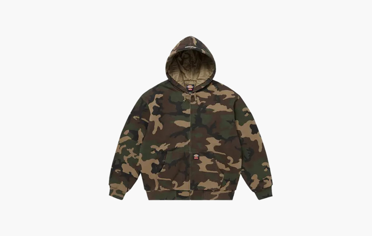 Quilted Lined Zip Up Hooded Sweatshirt "Woodland Camo"