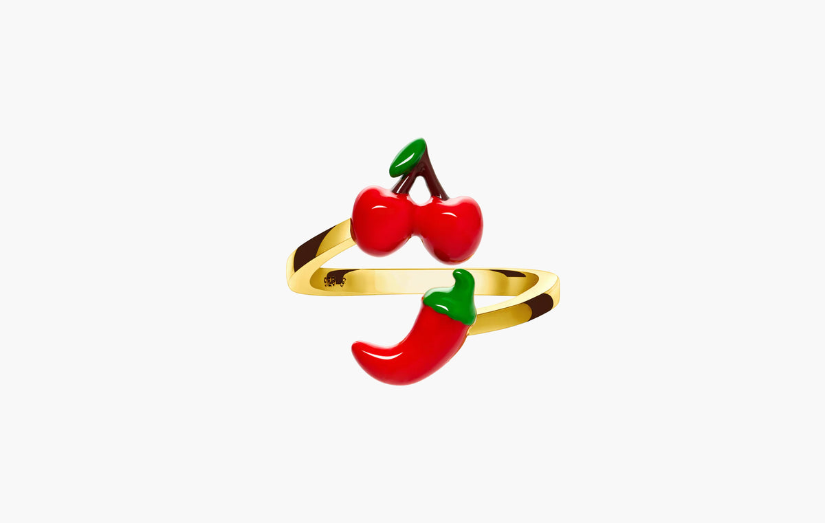 Cherry & Chilli Wrap Ring (Gold)