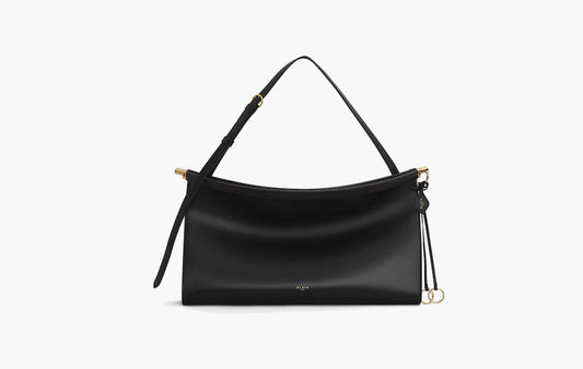 Large East-West Bag Le Click In Leather "Black"