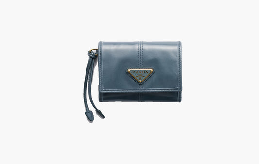 Small Leather Wallet "Aviator Blue"