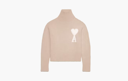 Cloudy Wool Ami De Coeur Sweater "Powder Pink/Ivory"