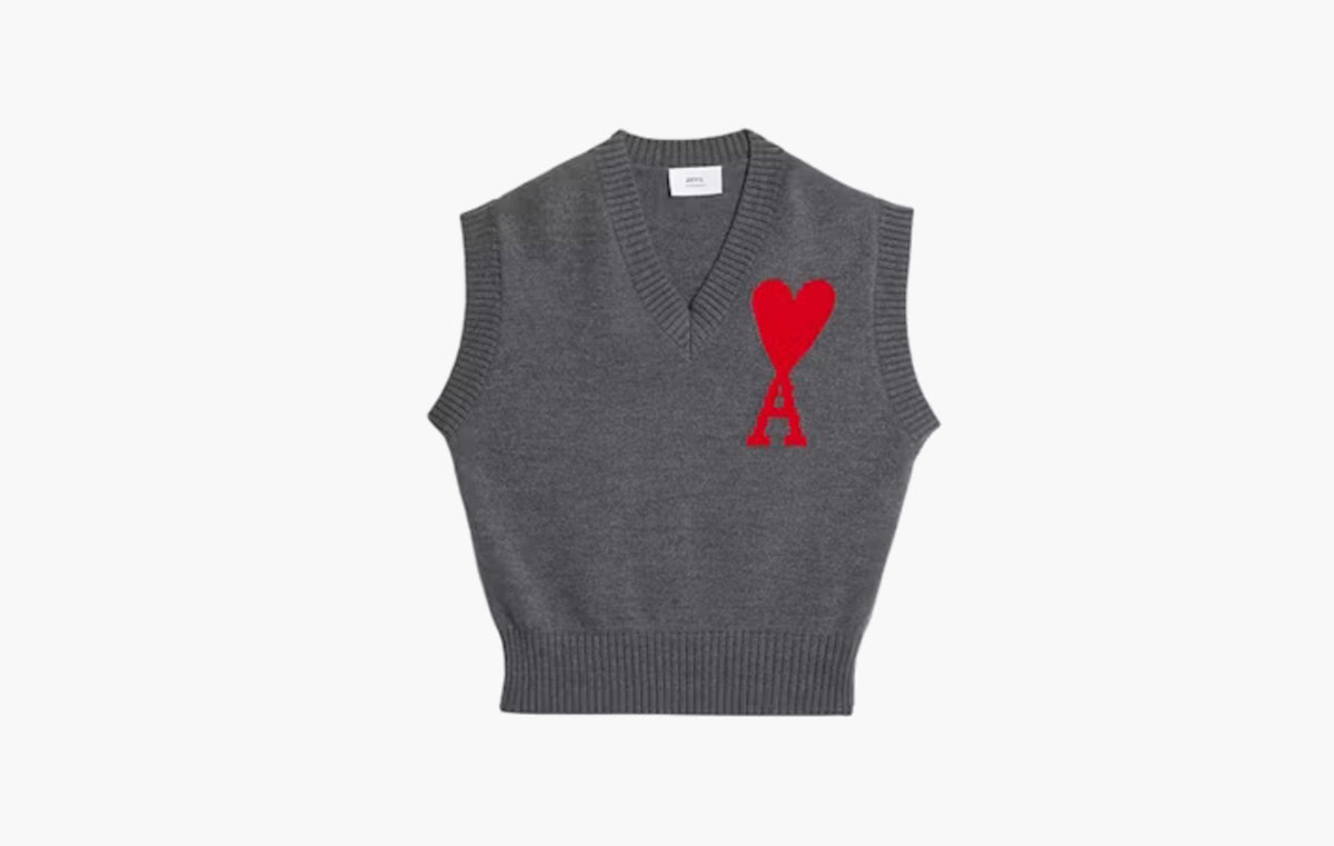 Sleevless Sweater "Grey/Red"