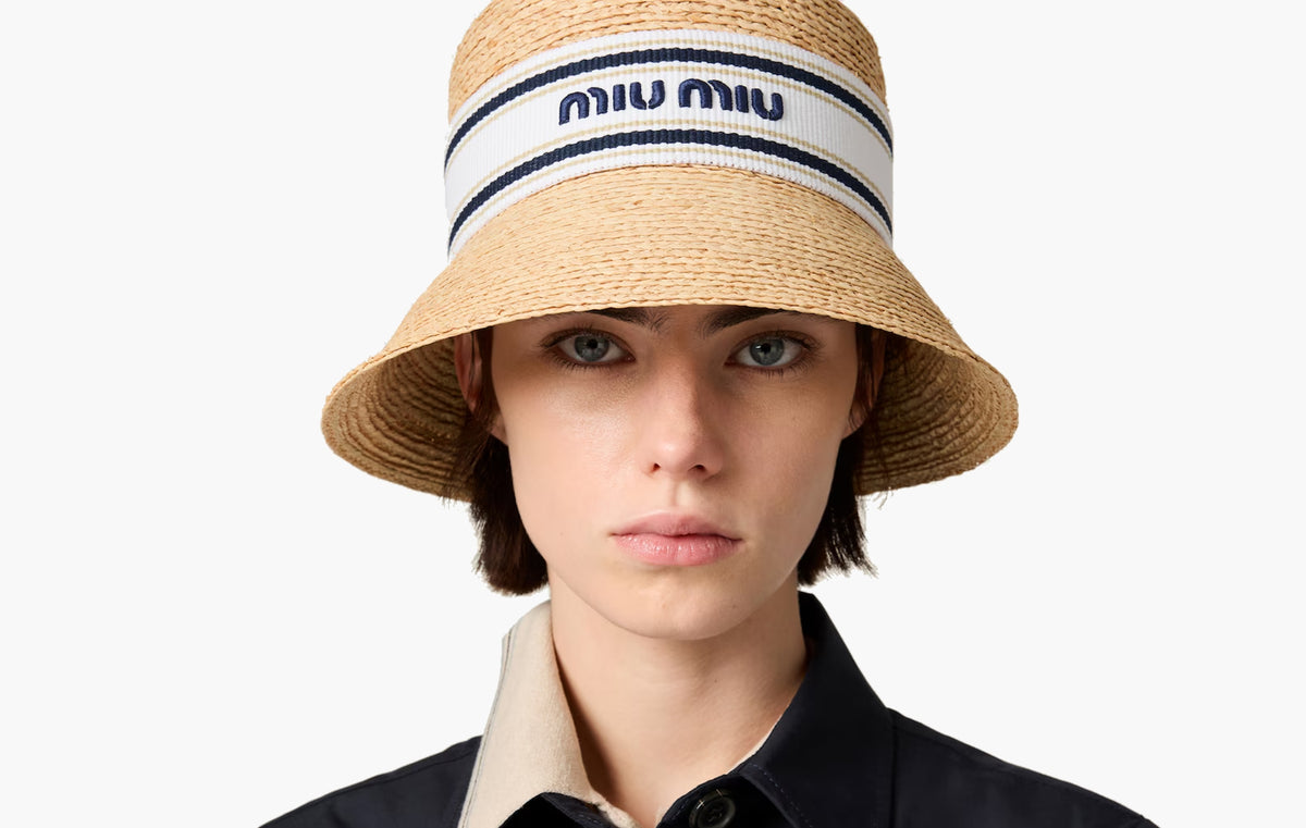 Raffia Hat "Tan/White"