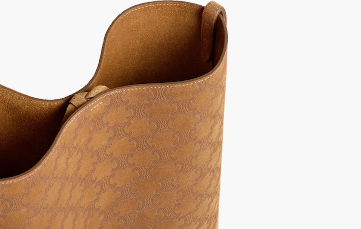 Bucket In Suede Calfskin With Triomphe All Over "Havana"