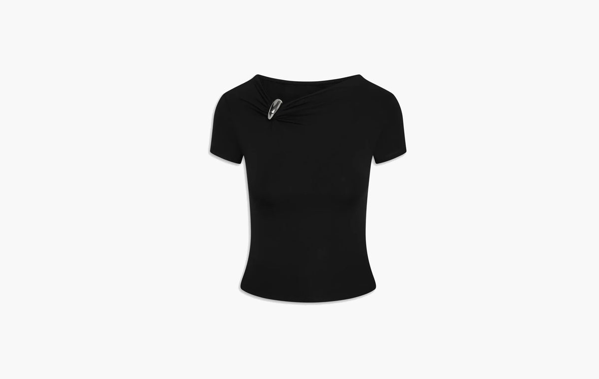 Pierced Short Sleeve Top "Black"