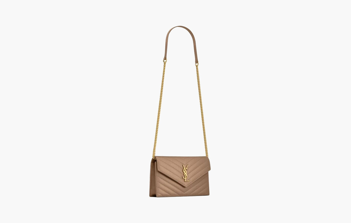 Cassandre Envelope Chain Wallet In Lambskin "Dusty Grey"